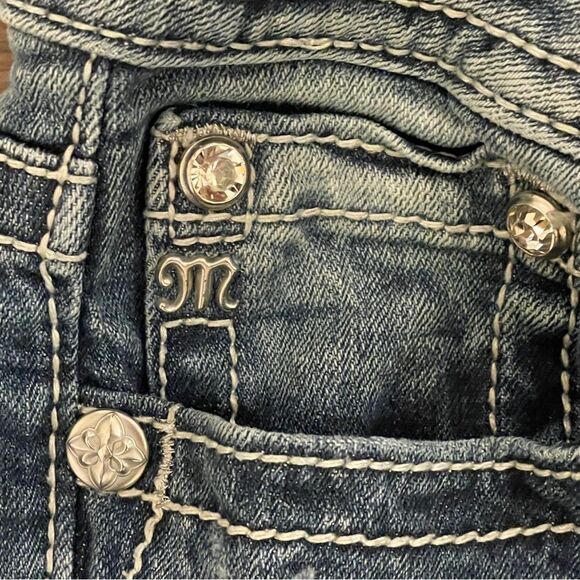 MISS ME Mid Rise Easy Boot Embellished  Denim Jeans Blue Style JE8607ER Size 30 - Picture 6 of 14